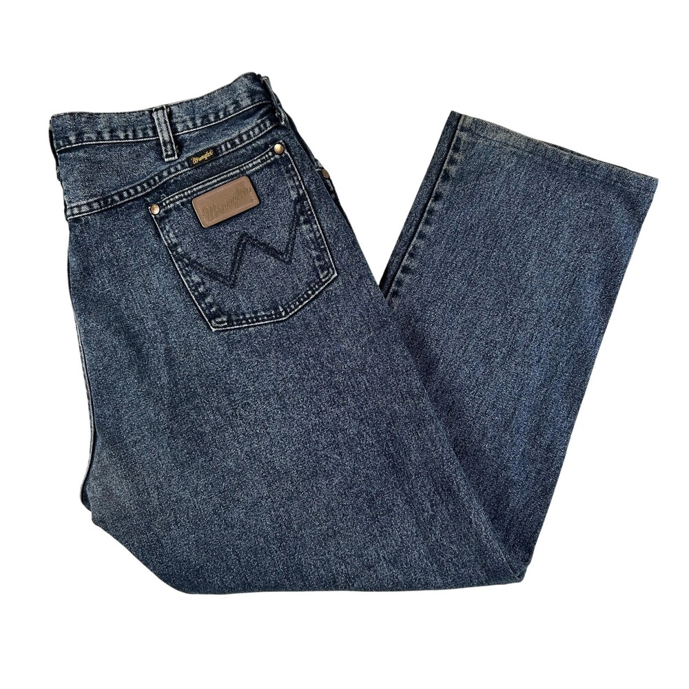 Vtg Wrangler Jeans Mens 39x30 Stone Wash Straight Denim Zip Fly USA 31MWZMF 80s
